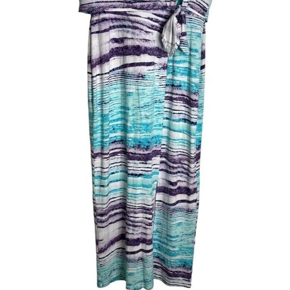 Chico’s Dress Coastal Midi Size Small Summer Colorful Blue Purple Beach - Picture 4 of 9